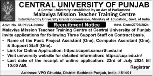 Central University Of Punjab Recruitment 2024